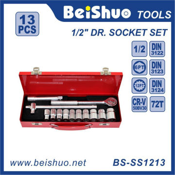 13 PCS 1/2" Carbon Steel Ratchet Wrench Socket Set